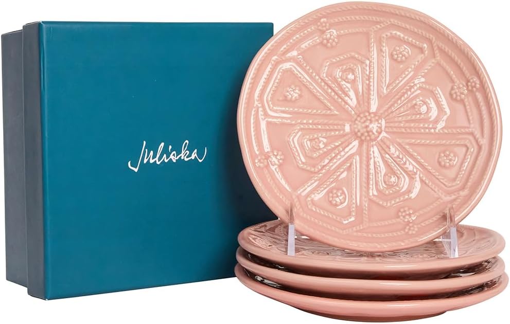 Juliska Jardins Du Monde Side/Cocktail Plate Assorted Set/4 - Blush
