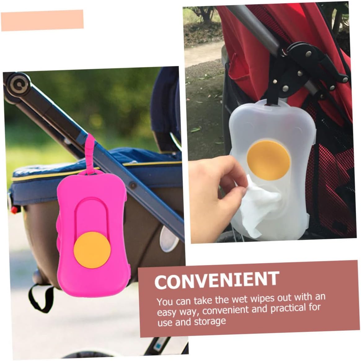 2pcs Portable Wipe Holder Refillable Wet Tissue Storage Case for Diaper Bag Convenient Travel Dispenser Easy One Handed Access Lightweight Design