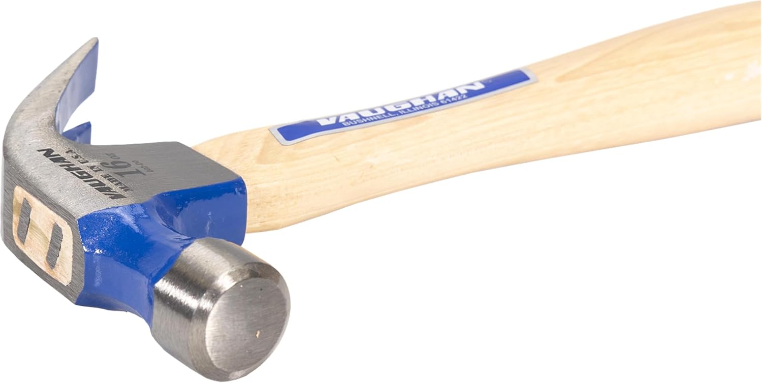 VAUGHAN Curved Claw Nail Hammer, Hickory Handle, 16 oz, Made In The USA, DO16, VN11403