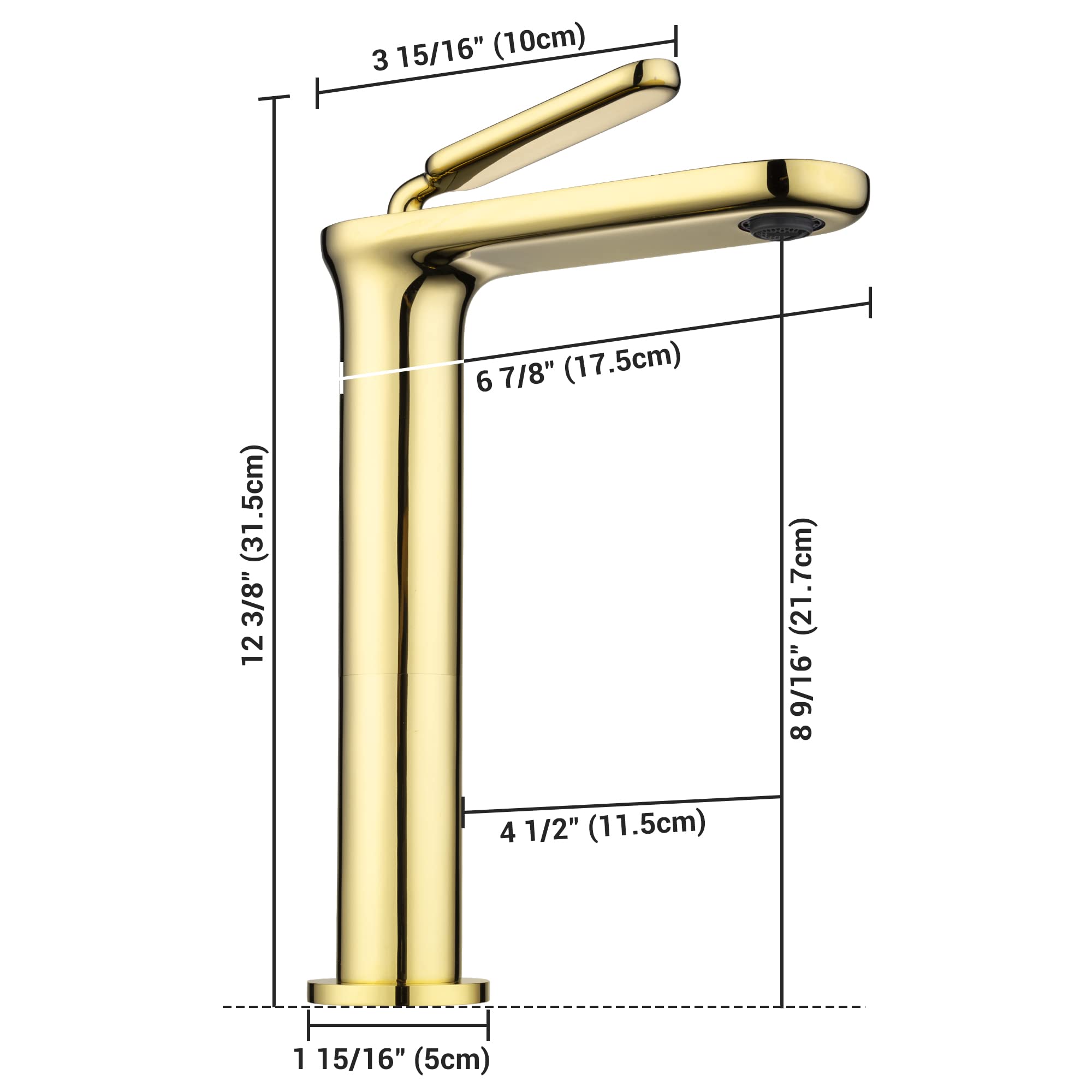 Aquaterior Single Handle Bathroom Vessel Sink Faucet Rv Lavatory Commercial Bathroom Non-Lead Faucet Vanity Sink Mixer Tap Gold (CUPC NSF CEC)