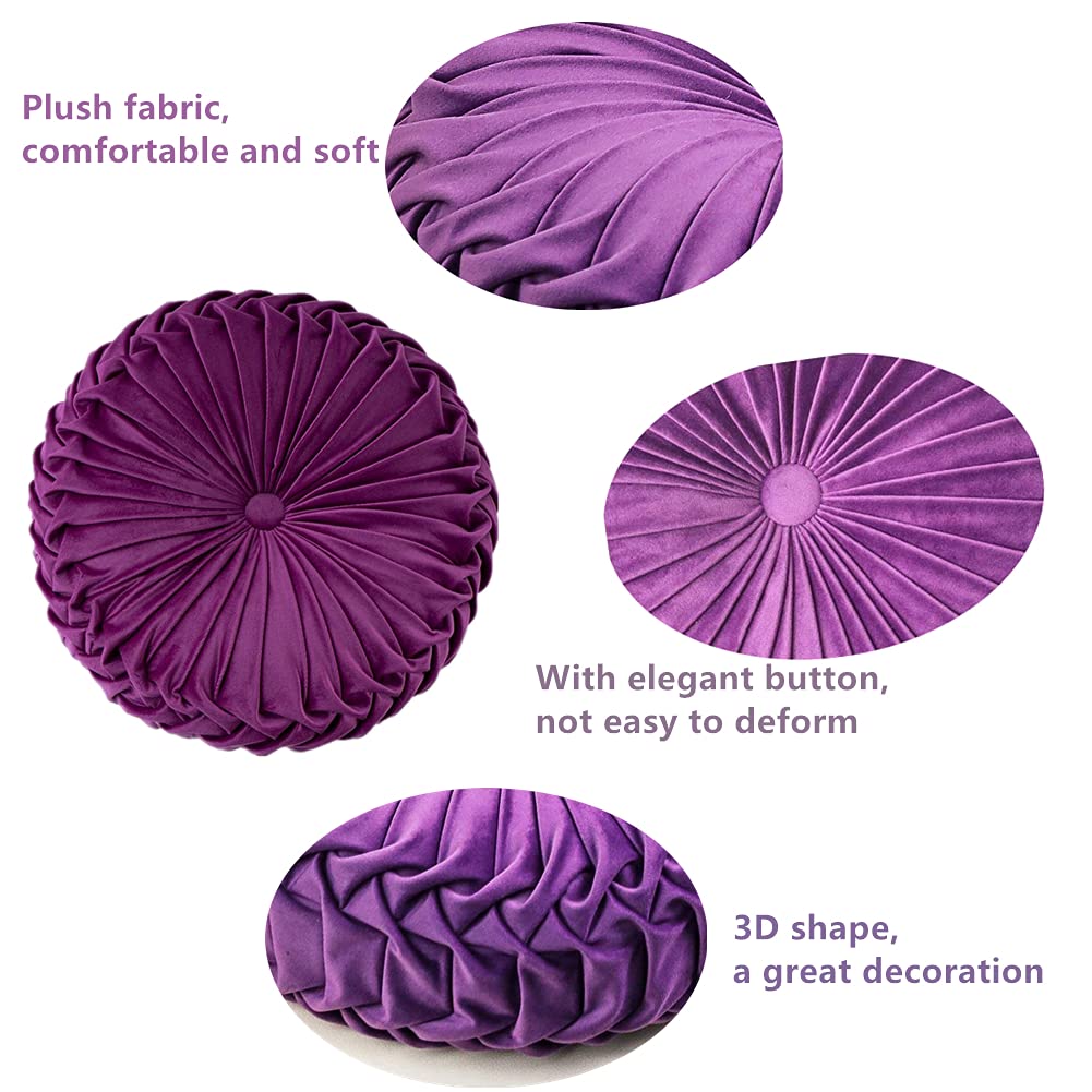 Cuscino Decorativo 3D In Velluto Viola A Forma Di Zucca/ruota | 38x10 Cm Per Divano, Letto, Pavimento - 2