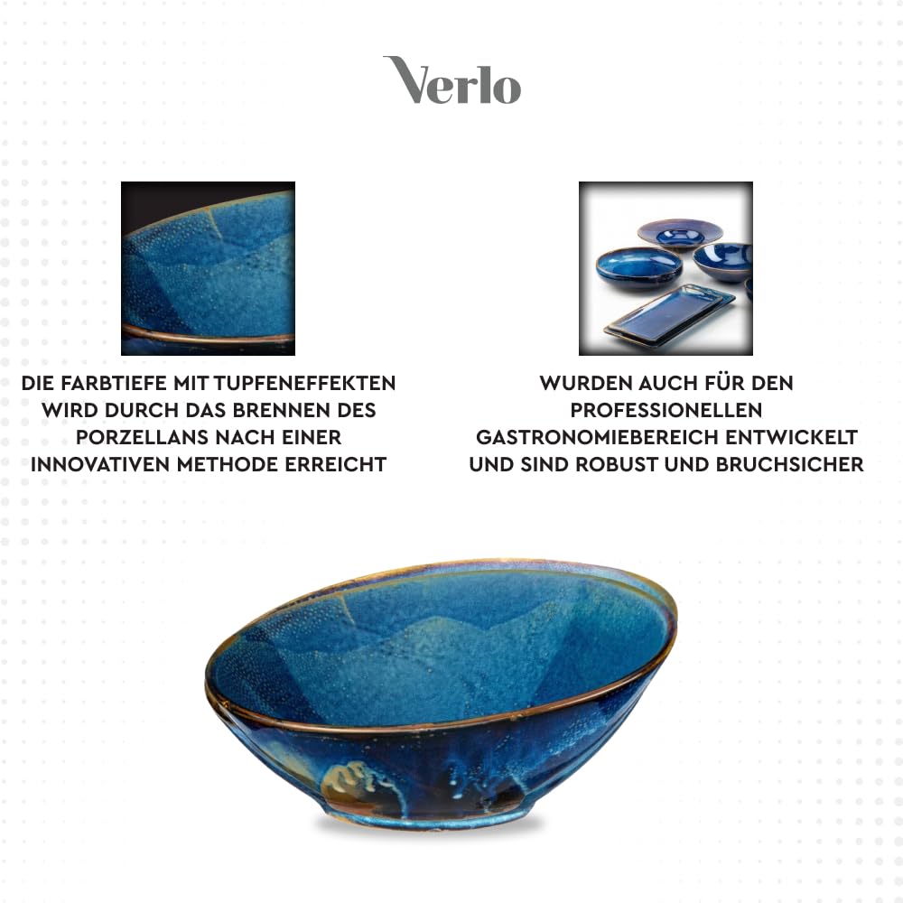 Verlo DEEP Blue Servierschale 30,5 cm Salatschüssel Dessertschalen Servierschale Müslischalen aus hochwertigem Porzellan Ideal für Büffets