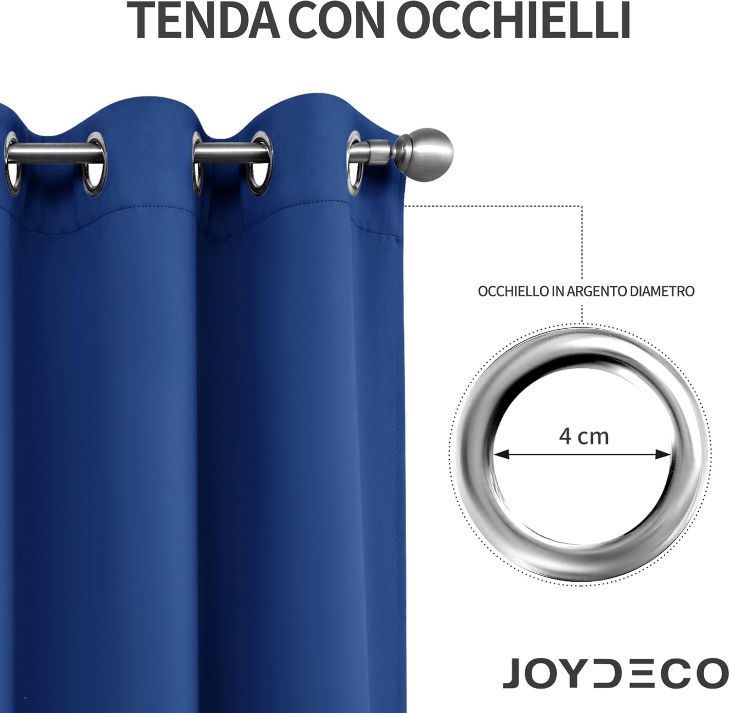 Joydeco Tende Oscuranti per Interni 2 Pezzi, Tende Termiche con Occhielli per Soggiorno Moderne, Cameretta Bambini, Camera da Letto Blackout Curtains(2xL140xA260,Blu Reale)