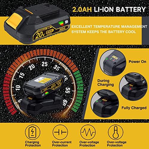 Rida Cordless Reciprocating Saw 20V Cordless Sawzall W/2.0Ah Battery & Charger, 2 Modes & 0-3000 Spm Variable Speed, Carry Bag, 2 X 6" Metal Blade & 4 X 11" Wood Blade For Wood/Metal/Pvc Pipe Cutting #TOP6