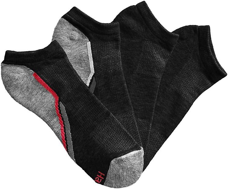 Hanes Men's X-Temp Arch Support Ventilation No-Show Socks 4-Pack-42656-Black/Red Assorted