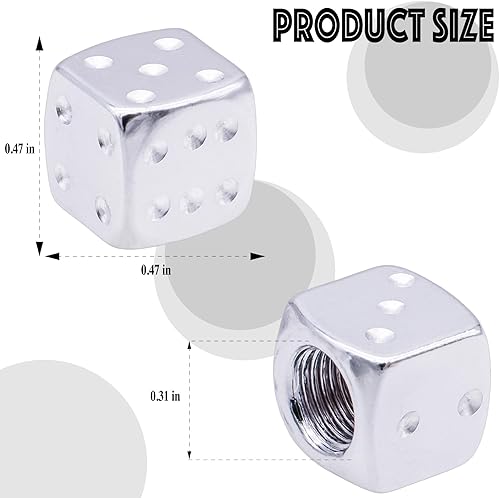 Vista 65 de 4 tapas de vástago de válvula de neumático estilo dado, con anillo de goma O, cubiertas universales de aleación de aluminio a prueba de polvo