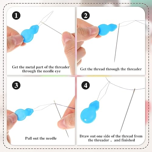 Miniatura 3 de 42 herramientas de enhebrador de agujas de plástico en forma de calabaza, enhebradores coloridos y simples de alambre para máquina de coser a mano,