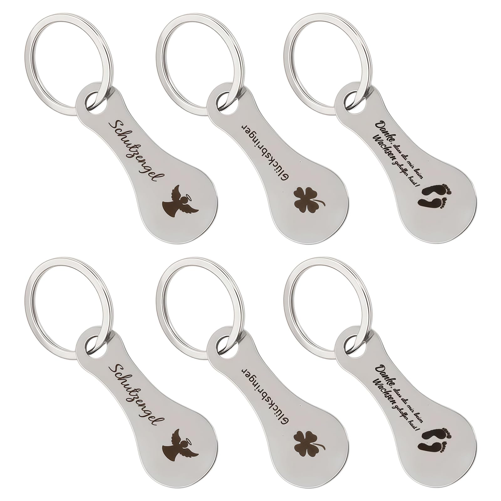 Gmbank Silver Trolley Token,6 Pcs Stainless Steel Shopping Cart Token,Removable Shopping Trolleys Token Keyring,For Releasing Supermarket Carts,Keychain Accessories, Stainless Steel Pendants