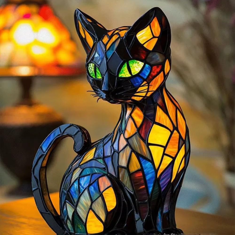 AILISK Festberg Leuchtkatze – Handgefertigte Batterie-Lampe Im Katzen-Design, Warmes Licht, Batteriebetrieben, Für Wohnzimmer & Schlafzimmer
