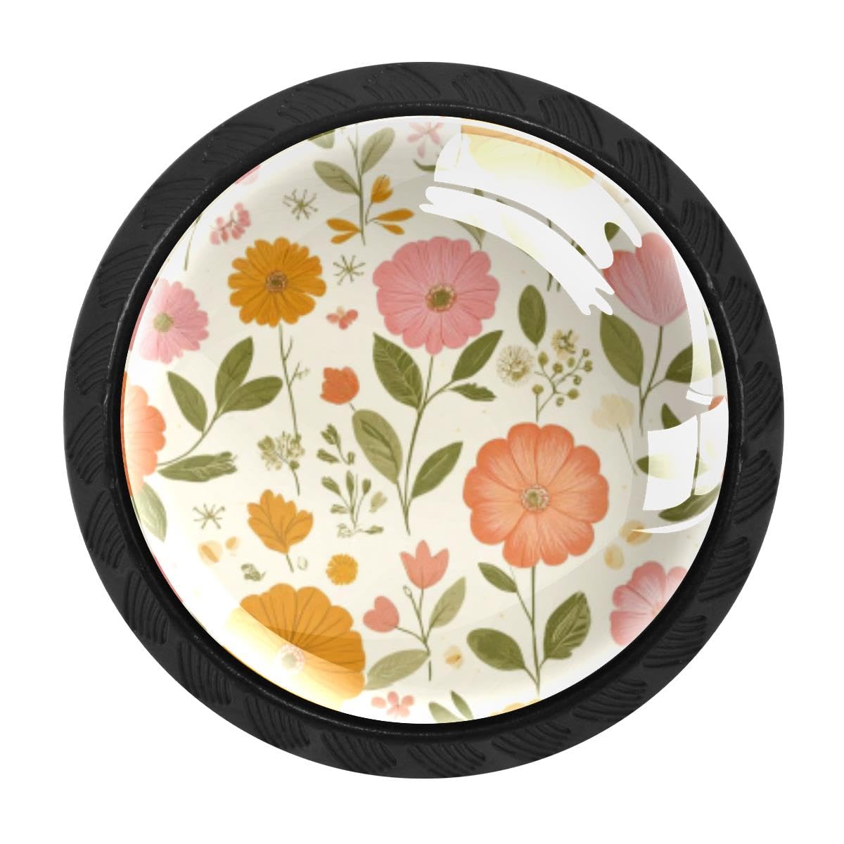 HEOEH 4 PCS Cabinet Knobs, Floral Wildflowers Drawer Knobs Dresser Handles