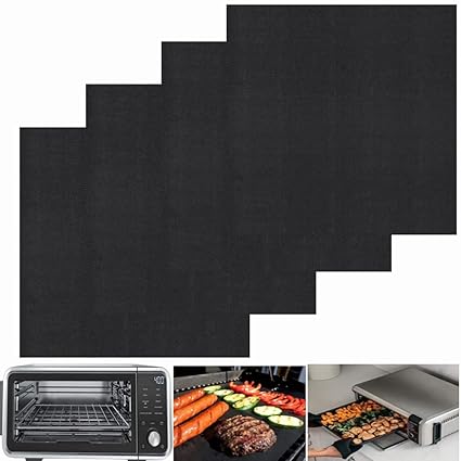 4 Pack Oven Liners for Bottom of Oven, Large Reusable Heavy Duty Oven Liners Protector Mats for Gas Oven Electric Oven Baking Sheet Toaster Microwave Grill, Nonstick BPA and PFOA Free, 12