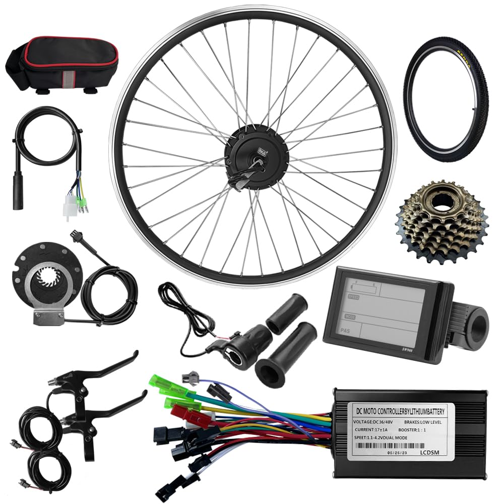 48V 26'' MXUS 250W Rear wheel Electric Bikes Conversion Kit Hub Motor, Waterproof Cable ,legal Motor ,E-bike Cycling Hub with Controller,Bike Bicycle Conversion Kit 7-speed Cassette,SW900 Screen