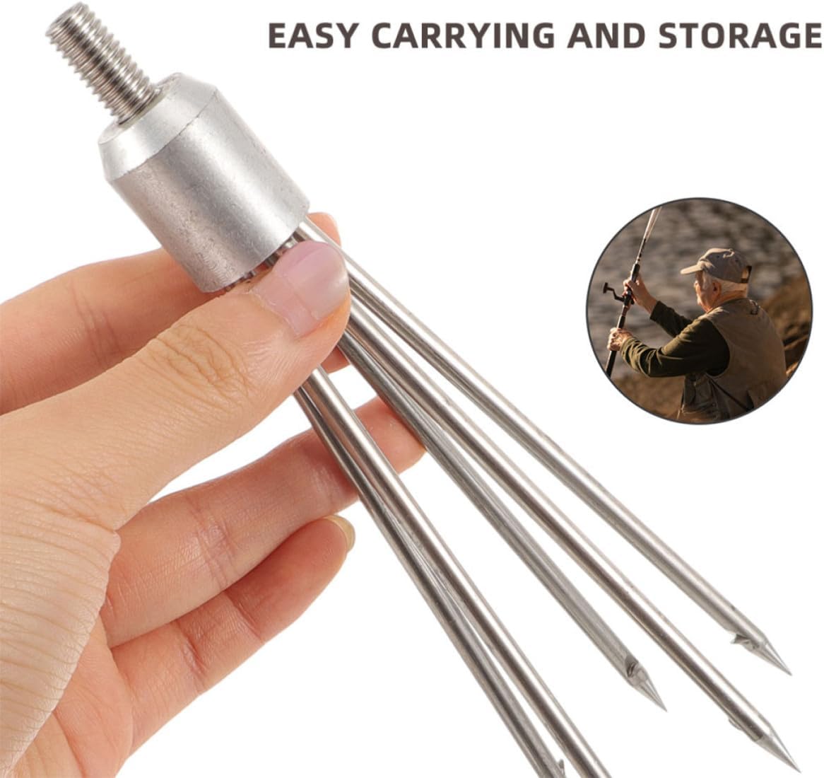 2Pcs Stainless Steel Fishing Gig, 5-5 Prong Fish Gaff Hook, Hunting Fork