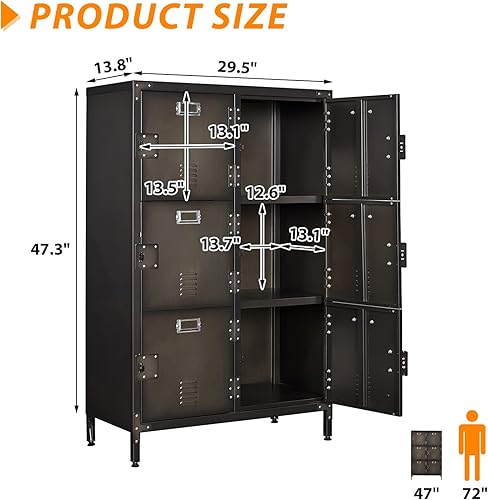 Vista 124 de Taquillas de metal para empleados, armario de almacenamiento de acero con 5 puertas para el hogar, oficina, escuela, gimnasio (blanco)