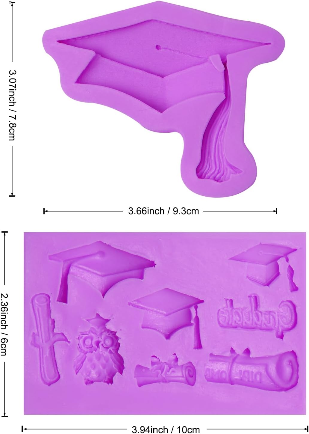 Graduation Cap Silicone Molds Set of 2 for Candy Resin image 2