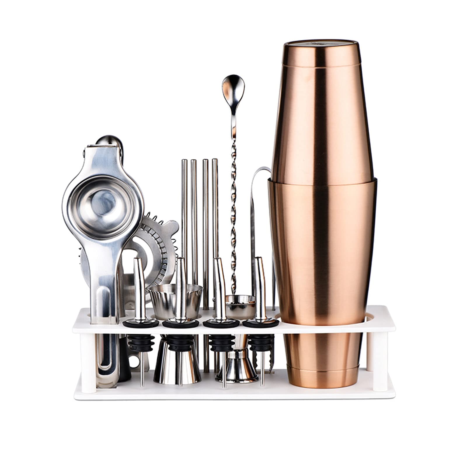 Juego de Coctelera Sistema de coctelera de 17 Piezas -Herramientas de Barras-Coctel de Acero Inoxidable Shaker Set Bartender Kit. Agitador de Cócteles (Color : A)