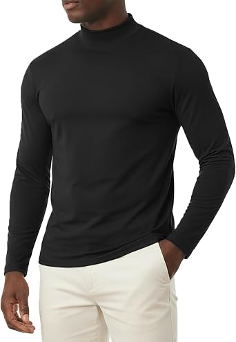 MLANM Men's Turtleneck Jumper Long Sleeve Roll Neck Top for Men Basic T-Shirt Lightweight Turtle Neck Sweater Pullover Sweatershirt Undershirt Base Layer Top - Warm Underlayering Thermal Baselayer