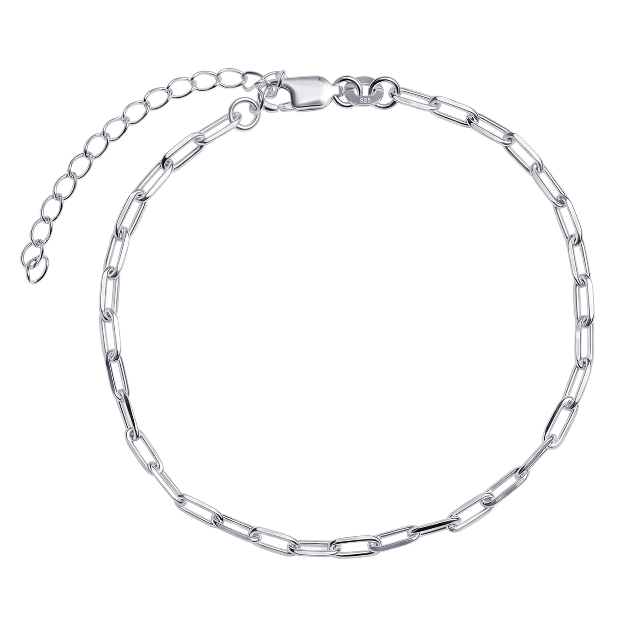 925 Sterling Silver BIS Hallmarked Link Chain Anklets for Women Teen, Basic Chain Link Anklets Beach Anklets, Beaded Anklet, Lightweight Summer Anklet (1 Piece)-image-42