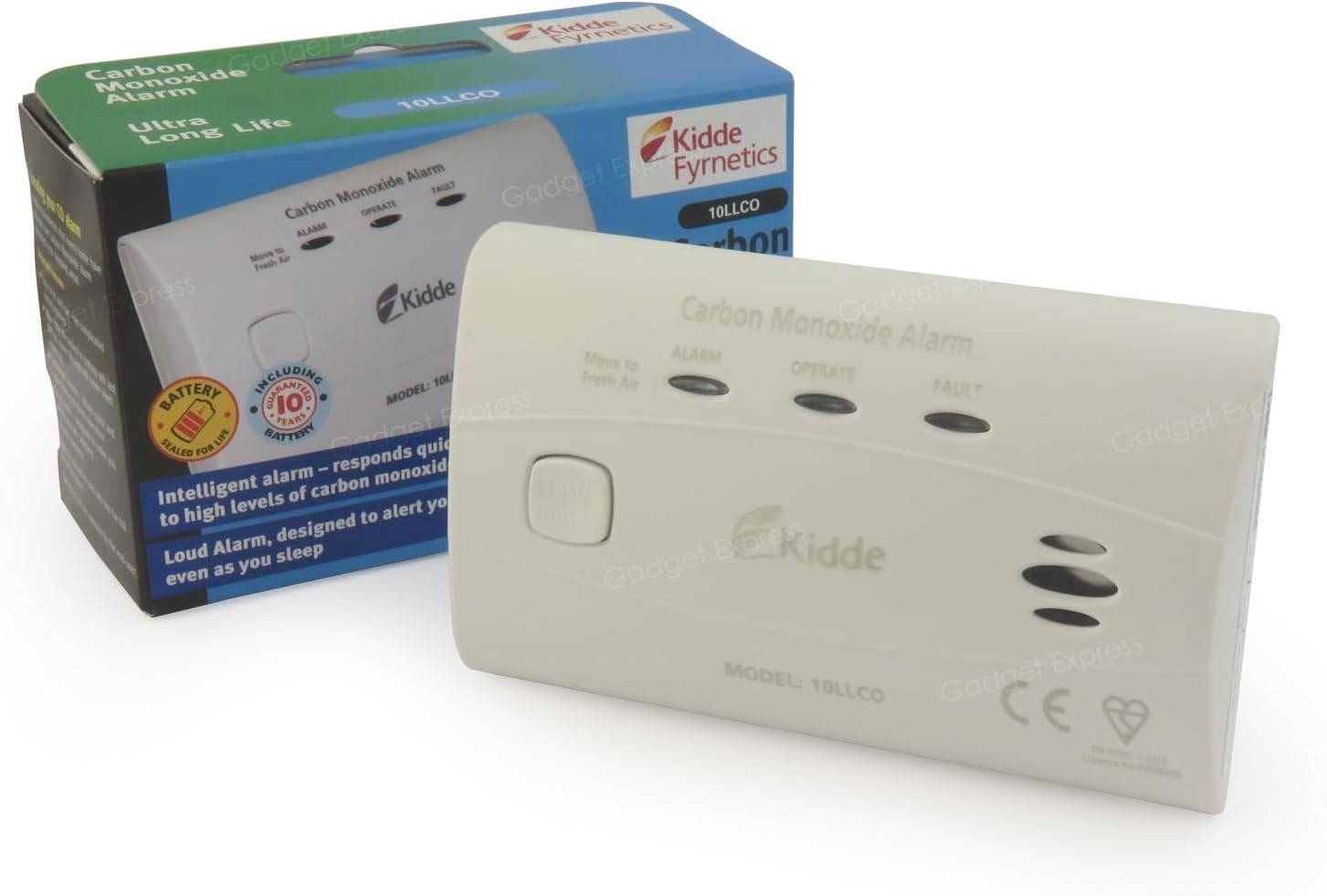 Fyrnetics 10LLCO Carbon Monoxide Alarm Detector Sealed in Lithium Battery Ultra Long Life (10 Year Guarantee)