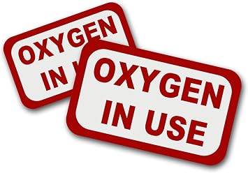 2 Pcs Oxygen In Use Sign, Oxygen Vinyl Decal Stickers, Super Reflective Sticker, Oxygen Stickers for Cylinder, Door, Glass, Window, Car, Hospital, Home, Suitable for Indoor and Outdoor Use