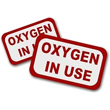2 Pcs Oxygen In Use Sign, Oxygen Vinyl Decal Stickers, Super Reflective Sticker, Oxygen Stickers for Cylinder, Door, Glass, Window, Car, Hospital, Home, Suitable for Indoor and Outdoor Use