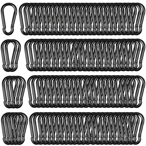 200PCS Heavy Duty Carabiner Clip, 2.36IN Spring Snap Hook, Black