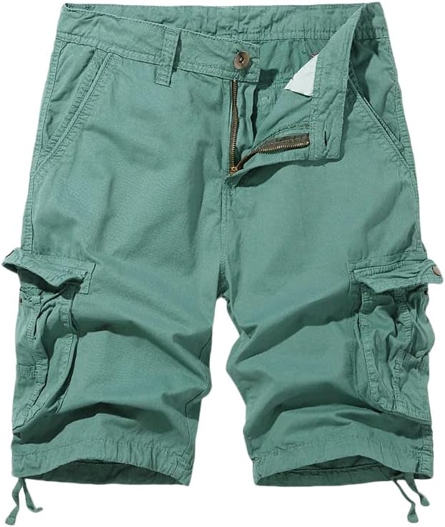 Men's Summer Loose Cropped Cargo Shorts Casual Military Cargo Cotton Tactical-Style