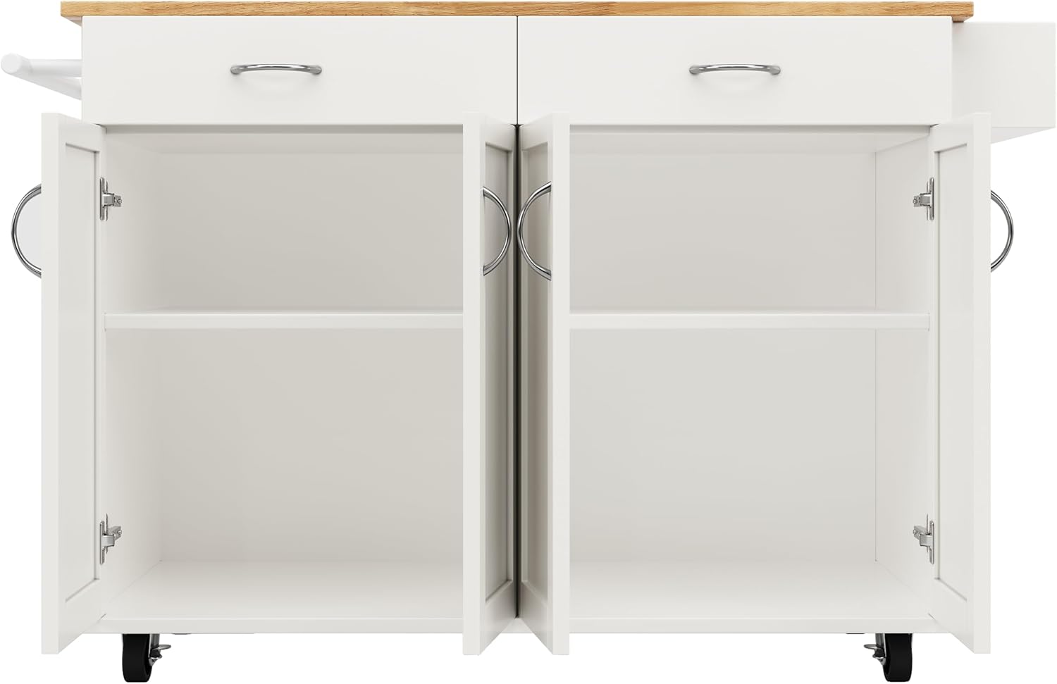 Rolling Kitchen Island Storage Trolley Large Cabinet 2 Drawers Adjustable Shelf Spice & Towel Rack Sideboard Cart Dining Room nizer White Kitchen Furniture