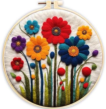 Needle Felting Kits Beginners, Flower DIY Wool Needle Felting Starter Kit, Floral Needle Felt Set with Foam Pad, Felt Cloth and Instructions, Used for Home Decoration, Beginner Flower Art - 15
