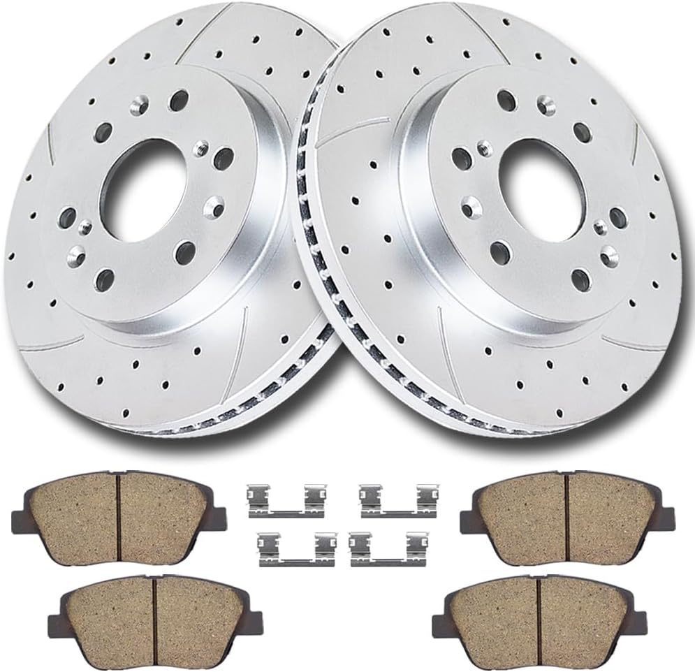Front Brake Kit Drilled and Slotted Brake Rotors Ceramic Brake Pads Fit for CHEVY Avalanche Silverado 1500 Express Suburban Tahoe Cadillac Escalade ESV EXT GMC Sierra Savana Yukon Yukon XL