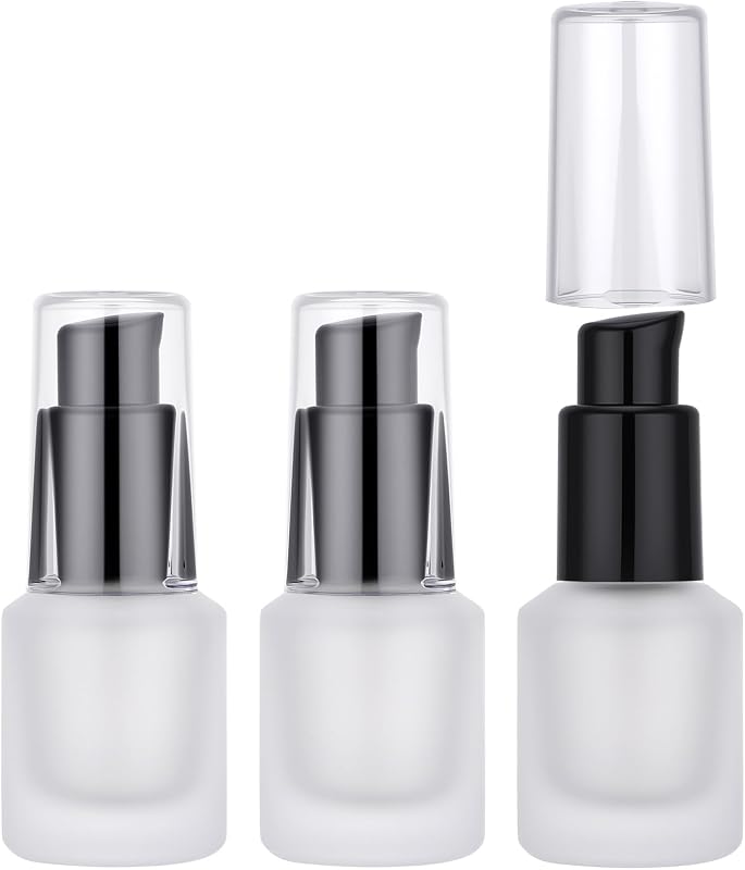 Segbeauty Frasco de Vidro Fosco com Bomba, 15 mL, 3 Unidades