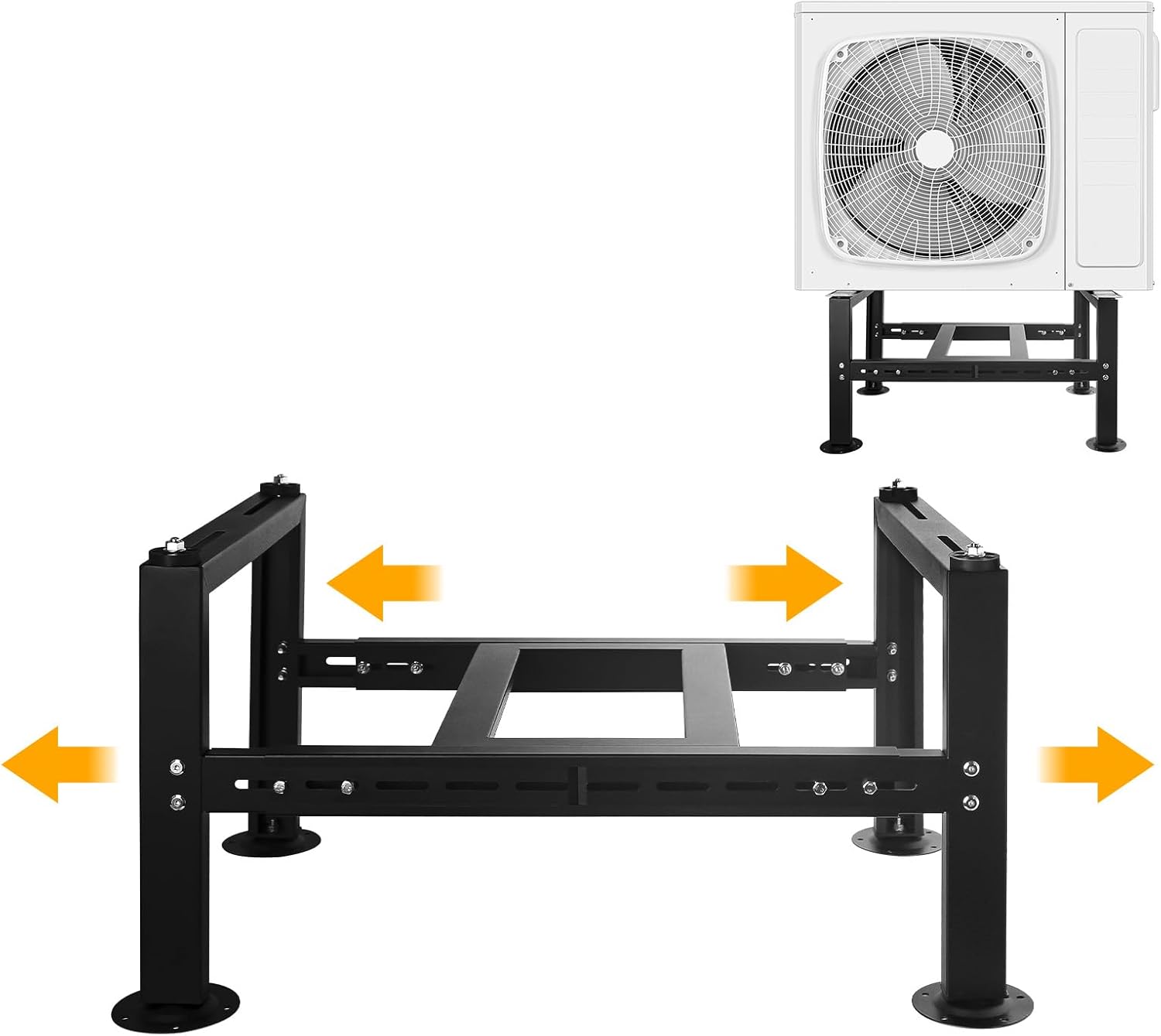 Mini Split Ground Stand for 18000-36000 BTU, Mini Split AC Bracket for Ductless Air Conditioners Heat Pump System,Heavy Duty Condenser Stand Adjustable Length 27.5" to 41.3" Max Load 550Lbs (Black) BLACK Suit for 18000-36000 BTU