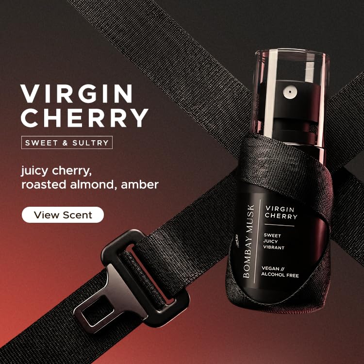 Image of Bombay Musk Virgin Cherry Luxury Car Perfume | Long Lasting Car Fragrance & Car Freshener | Alcohol Free & Plant Based | 60+ Days | 200+ Sprays | Perfume for Car