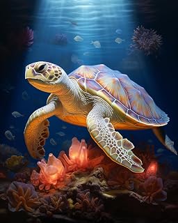Paint by Number for Adults, Gentle Seashell Turtle lullabies, Adult Crafts Paint by Numbers for Kids Ages 8-12 Girls, DIY Handmade Gifts 16x20 inch