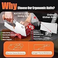 Vista 3 de ROCOCO Cuchillo de carnicería para carne Cuchillo único que ahorra esfuerzo Cuchillo de cocina profesional Cuchillos de chef de acero inoxidable