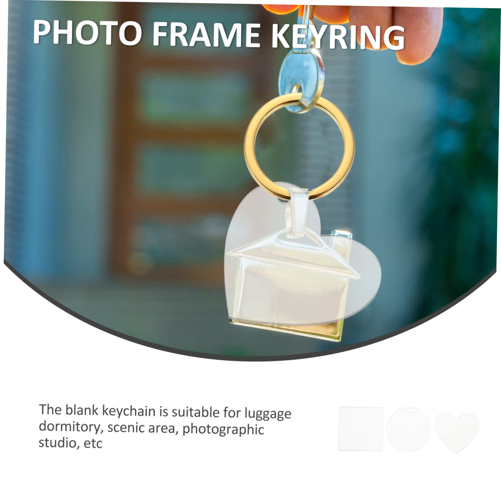 Uonlytech 100 Stück Acryl Schlüsselanhänger Transparent Blank mit Herz und Viereck Anhänger zum Unterscheiden und Rostfrei für Fotografie und Gepäck