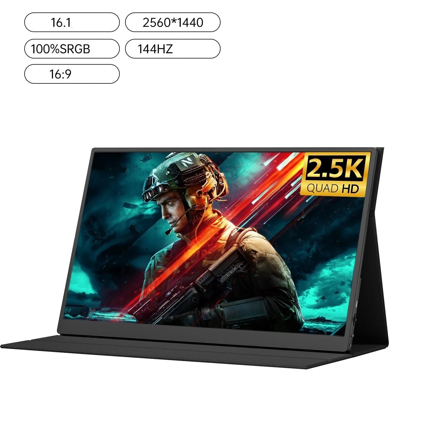 Monitor Schermo Esterno IPS esteso da 16,1 Pollici, risoluzione 2560 x 1440, 400 nit, frequenza di aggiornamento 144 Hz, intrattenimento in Ufficio Schermo Portatile
