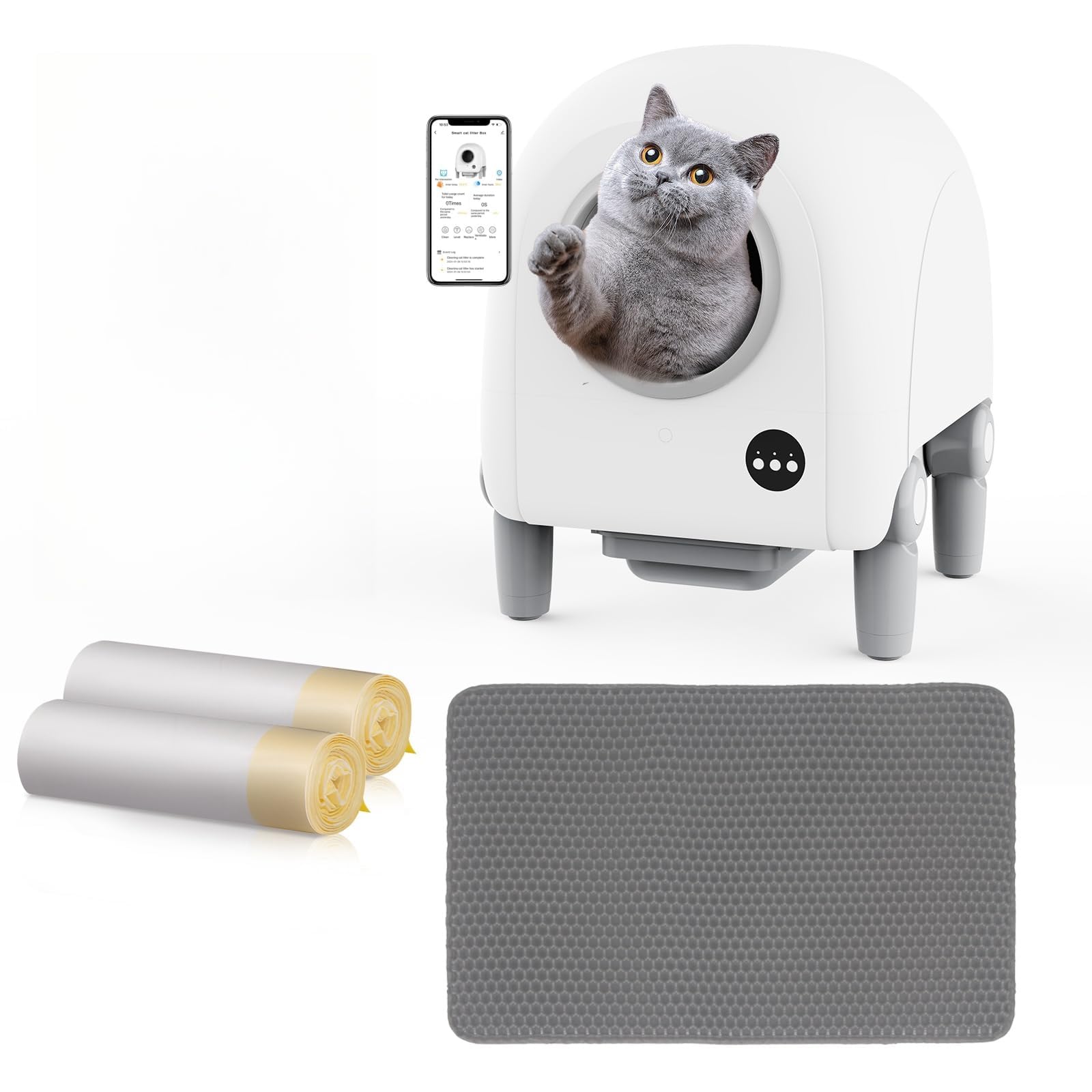 OSEVEN 5g XL Self-Cleaning Cat Litter Box with Camera-Video Monitoring&Weight Tracking-App Control-Odor Elimination&Quiet Operation-Real-time Interaction for Connected Experience!