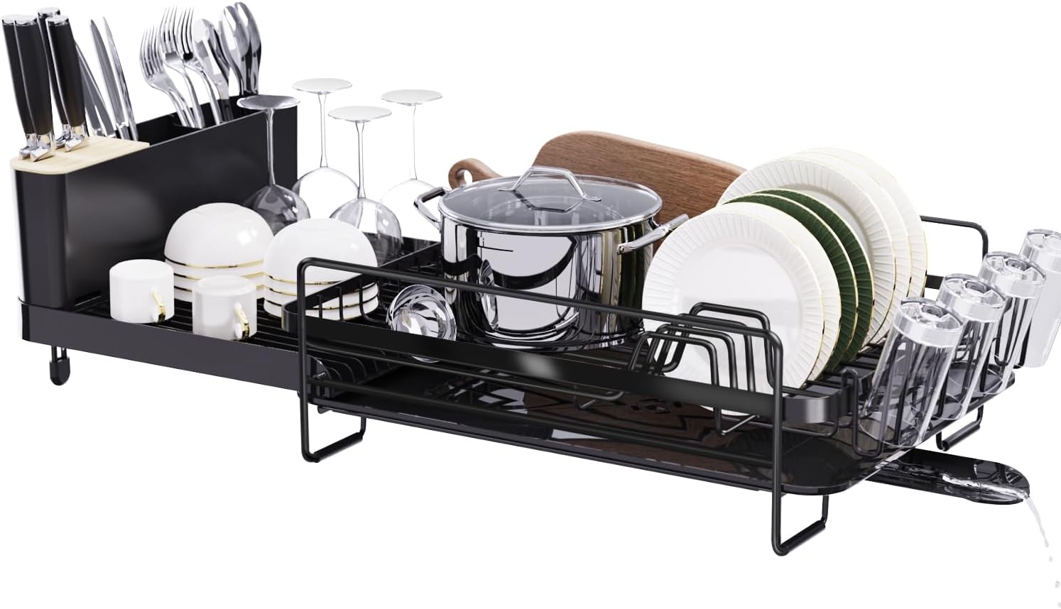Runnatal Large Dish Drying Rack with Drainboard Set