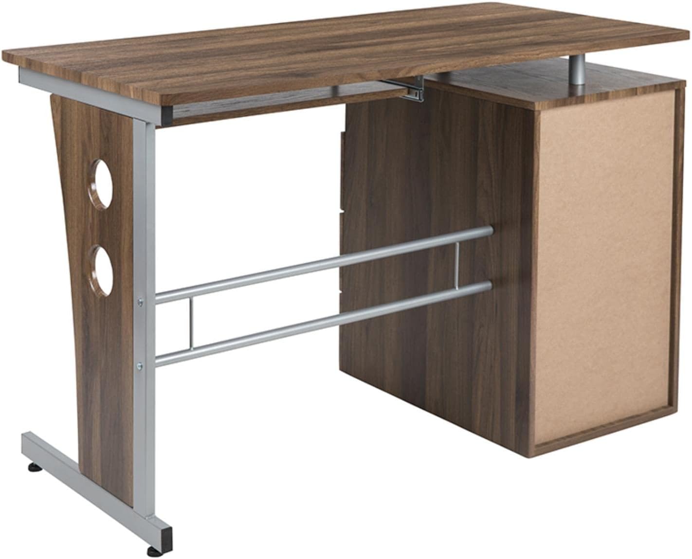 Rustic Walnut Executive Desk with Keyboard Tray and Storage