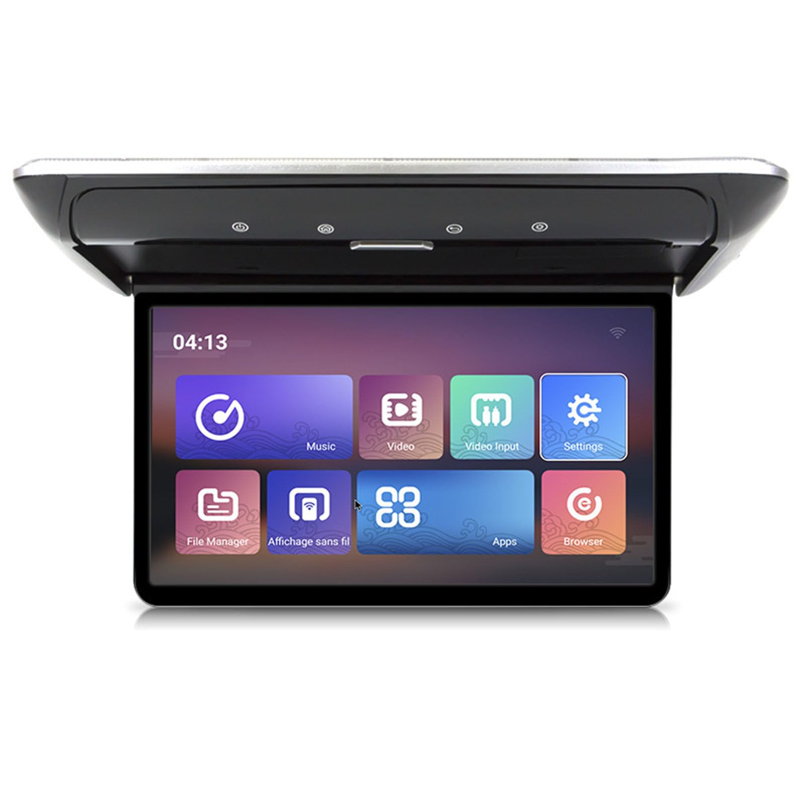 Monitor da tetto per auto da 15,6 pollici TV 1080P Video HD Schermo IPS con luce ambientale a 16 colori SD HDMI FM Android 10,Black-2+32G