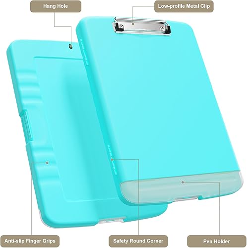 Miniatura 103 de Piasoenc Portapapeles con almacenamiento, caja de organización de 8.5 x 11 pulgadas con soporte para bolígrafo y carpeta de papel legal A4, folio