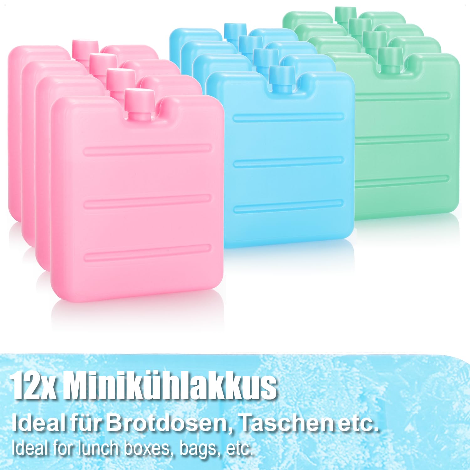 COM-FOUR® 12x mini wklady chlodzace, oszczedzajace miejsce i idealne | kolorowe male wklady chlodzace - elementy chlodzace
