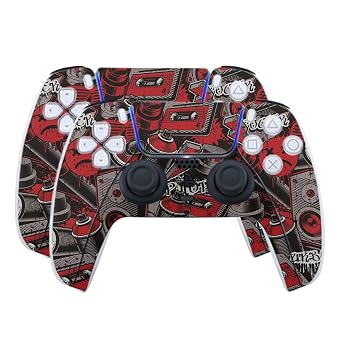 Skin Compatible with PlayStation 5 PS5 Controller 2 Pack - Red Hip Hop - Premium 3M Vinyl Protective Wrap Decal Cover - Easy to Apply | Crafted in The USA by MightySkins