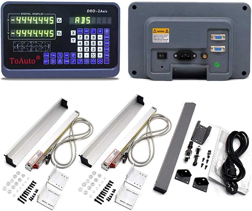 DRO 2 Axis Digital Readout Display with 2pc Glass Linear Scale 5 Micron Accuracy for CNC Mill Lathe Machine (300+1000)