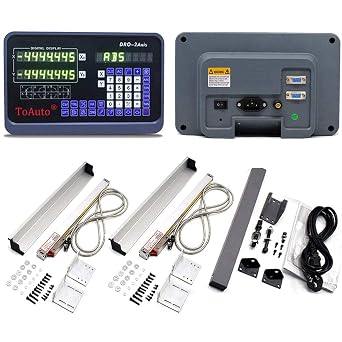 DRO 2 Axis Digital Readout Display with 2pc Glass Linear Scale 5 Micron Accuracy for CNC Mill Lathe Machine 300+900
