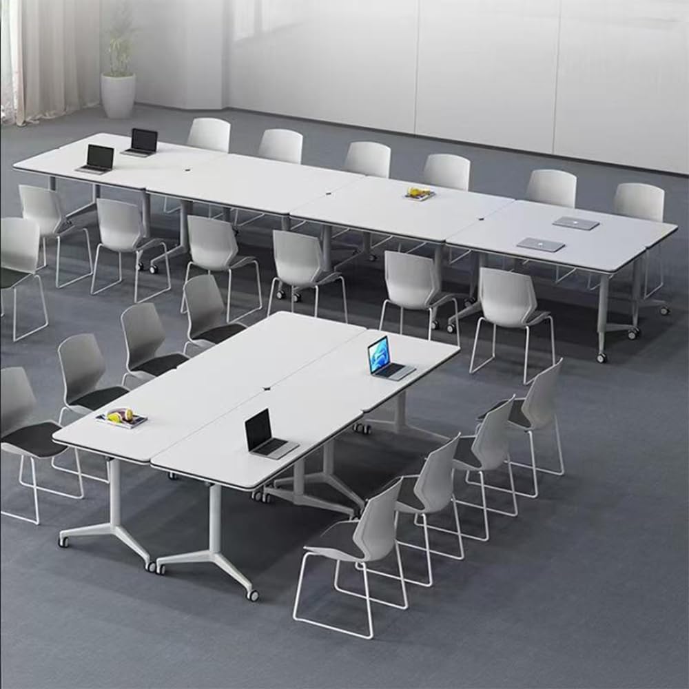 Table de conférence pliable avec roulettes - Design modulaire - Capacité de charge élevée - Portable - Pour réunions de bureau et semi-gain de place