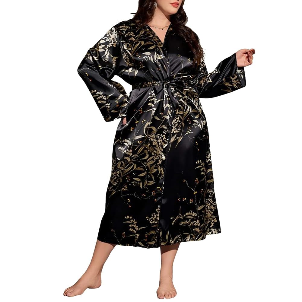 Batas de Satín para Mujeres Kimono Bata de Novia Largo Boda Ligeros Bathrobe Matutinas Suave Fiesta para Dormir Cuello en V