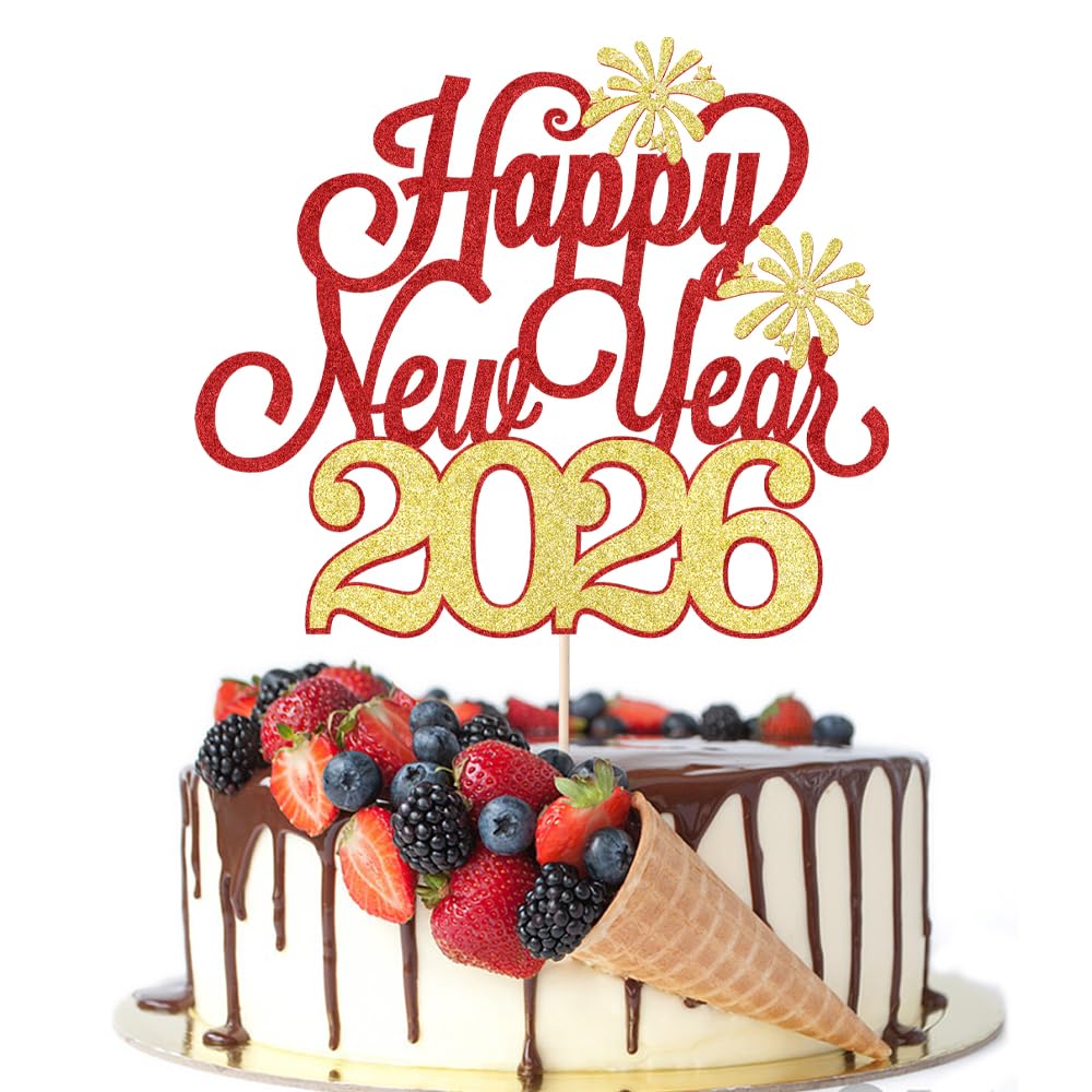 2026 Happy New Year Cake Topper – Glittery Welcome Sign For Cakes, Cupcakes & Desserts | New Year Party Decor - View #5