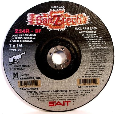 United Abrasives- SAIT 22600 Type 27 4-1/2-Inch x 1/4-Inch x 7/8-Inch 13300 Max RPM Z-Tech - Z24R Zirconium Depressed Center Grinding Wheels, 25-Pack